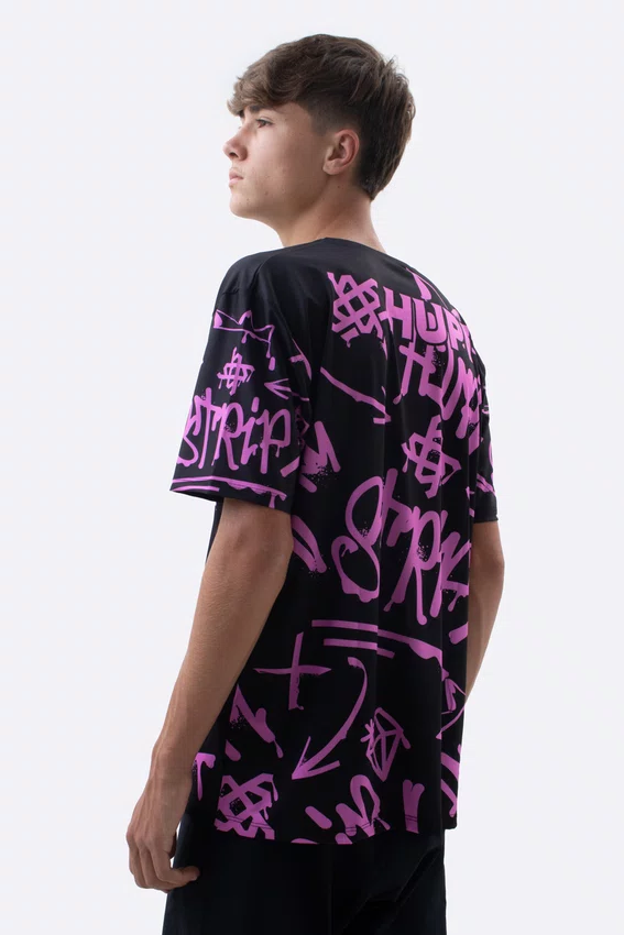 Camiseta Masculina HUPI Bike STRIP Preto e Pink
