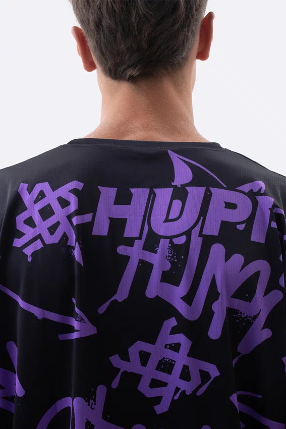 Camiseta Masculina HUPI Bike STRIP Preto e Roxo