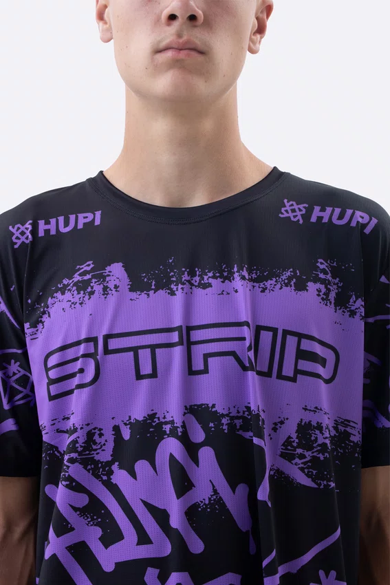 Camiseta Masculina HUPI Bike STRIP Preto e Roxo