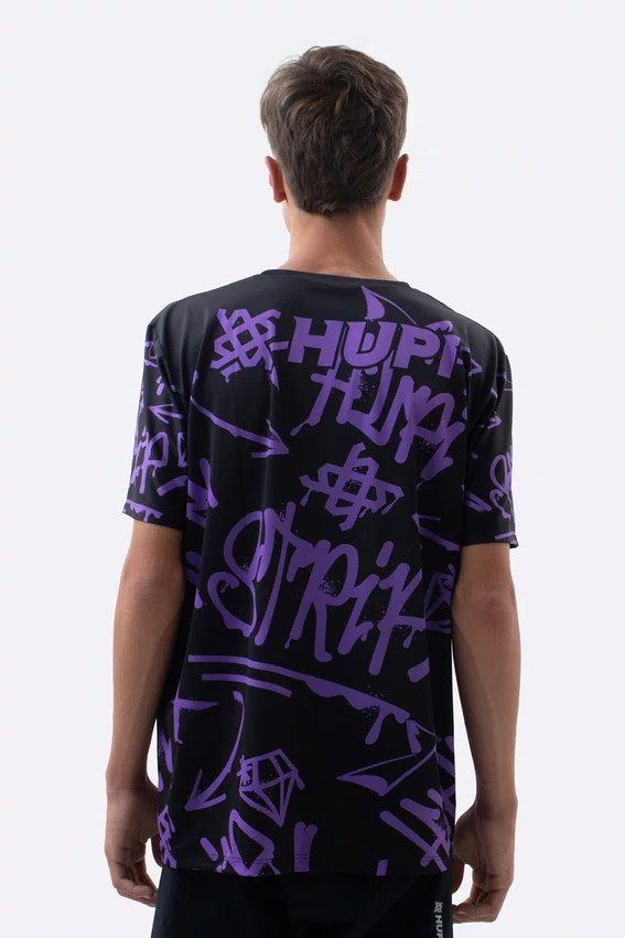 Camiseta Masculina HUPI Bike STRIP Preto e Roxo