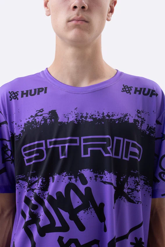 Camiseta Masculina HUPI Bike STRIP Roxo e Preto