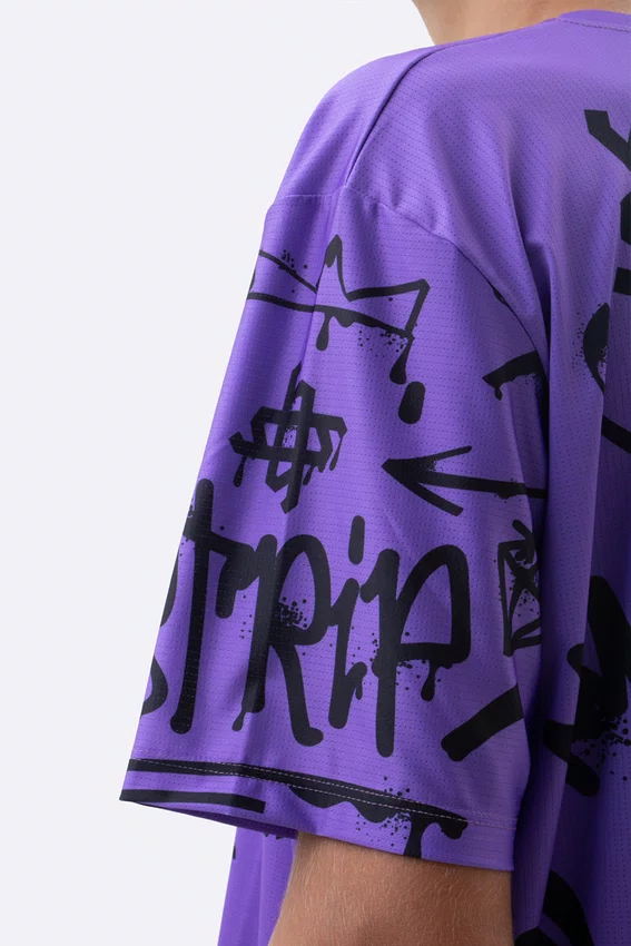 Camiseta Masculina HUPI Bike STRIP Roxo e Preto