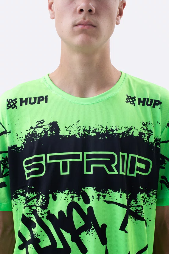 Camiseta Masculina HUPI Bike STRIP Verde e Preto