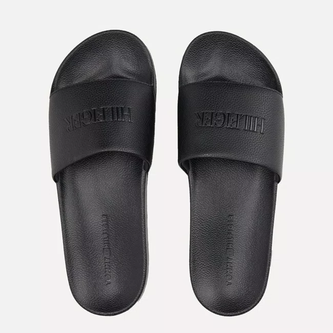Chinelo Tommy Hilfiger Print Tumble Pool Slide Masculino Preto