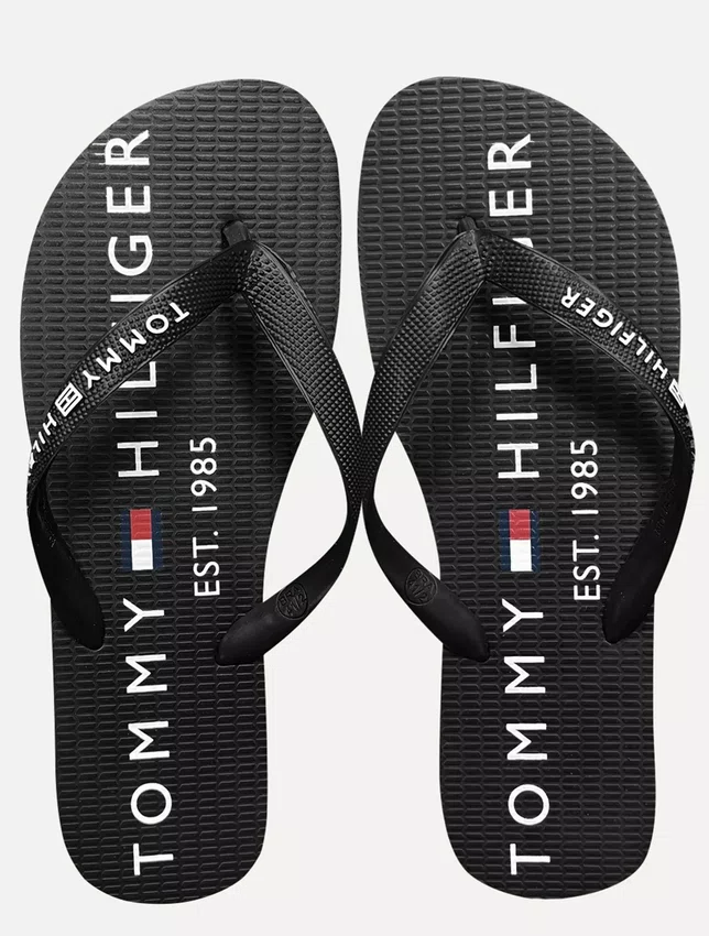 Chinelo Tommy Hilfiger Rubber Masculino Preto e Cinza