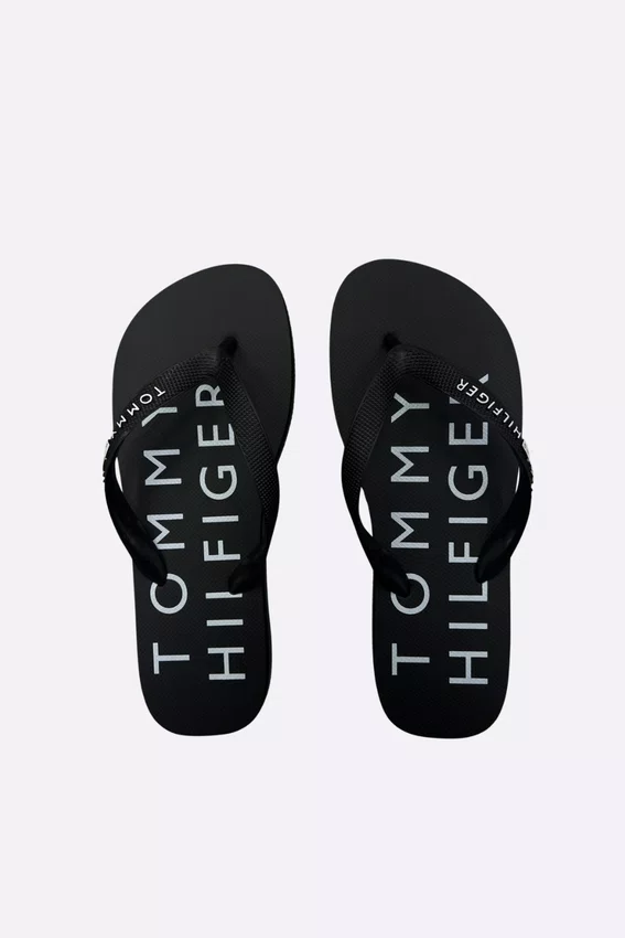 Chinelo Tommy Hilfiger Web Beach Preto