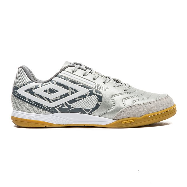Chuteira Umbro Futsal Pro 5 Bump Club Masculino Prata /Branco