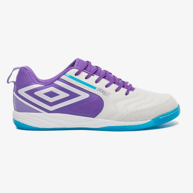 Chuteira Futsal Umbro Pro 5 Bump Masculino Branco/Roxo