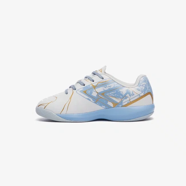 Chuteira Futsal Umbro Pro 5 Jr Kintsugi Branco e Azul