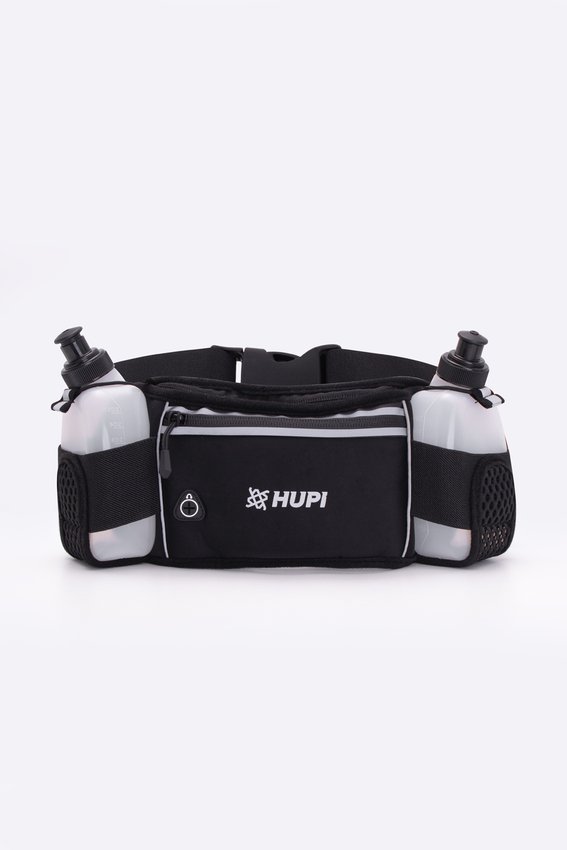 Cinto De Hidratação HUPI Running com 2 Garrafas e Pochete Preto