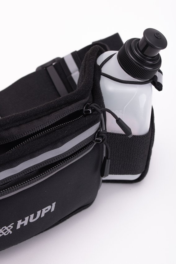 Cinto De Hidratação HUPI Running com 2 Garrafas e Pochete Preto