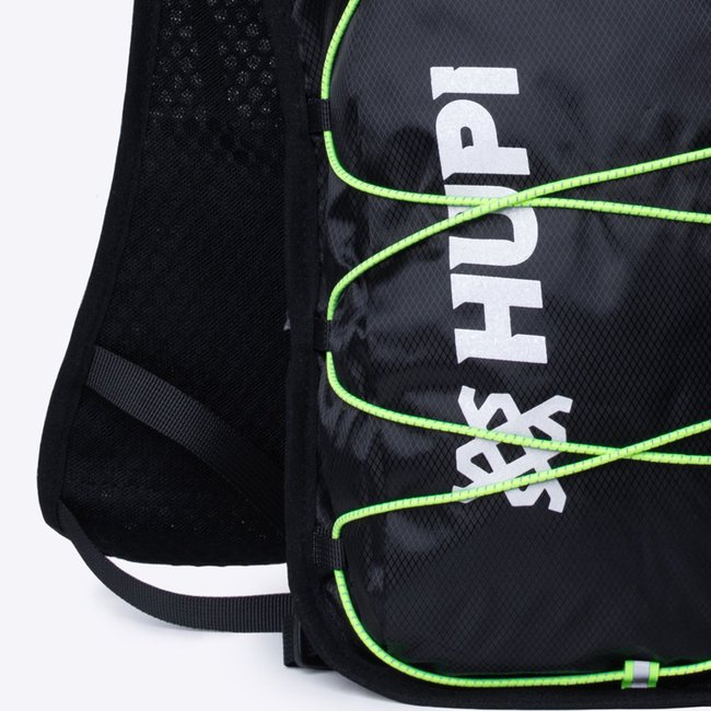 Colete de Hidratação HUPI Running Preto/Amarelo com 2 Garrafas 350ML Verde