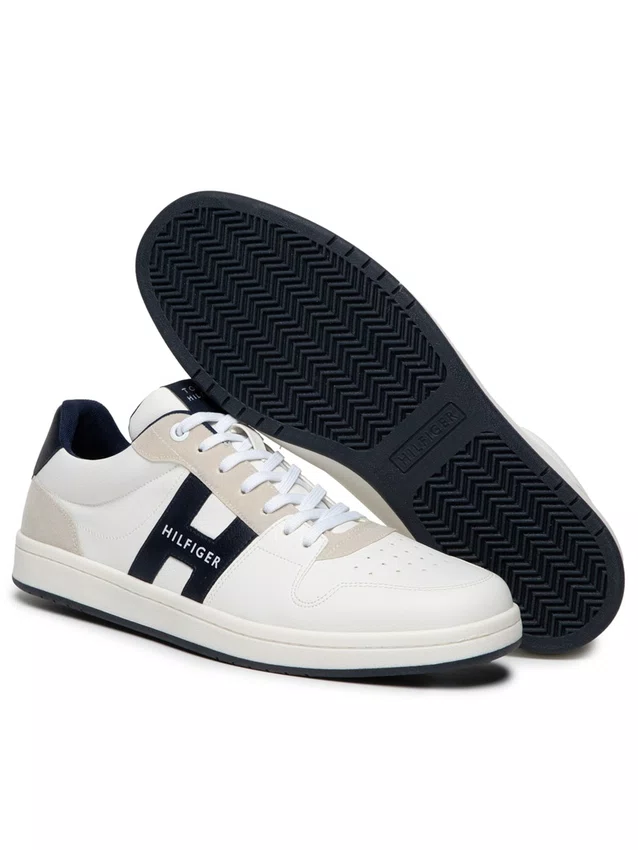 Tênis H Low Cut Lace Up Sneaker Masculino Branco e Azul
