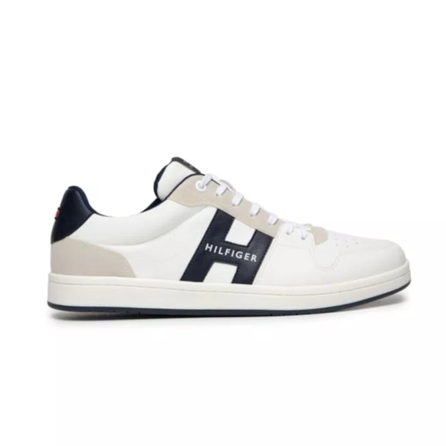 Tênis H Low Cut Lace Up Sneaker Masculino Branco e Azul