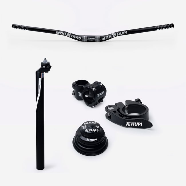 Kit HUPI Ride 700mm Preto c/ Caixa de Direção Tapered para Suspensão Normal