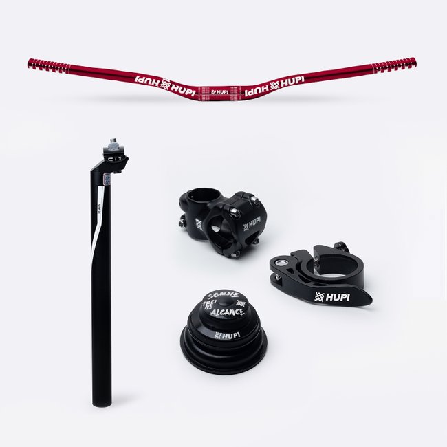 Kit HUPI Ride 780mm Vermelho c/ Caixa de Direção Tapered para Suspensão Tapered