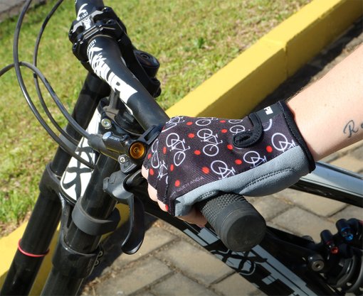 Luva Ciclismo HUPI Eco Dedo Curto Love Bike Preto