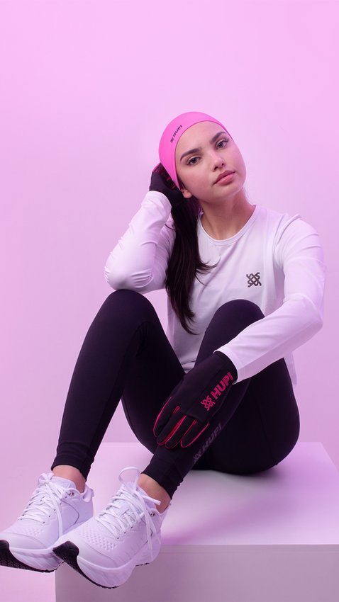 Luva HUPI Running - Preto e Pink