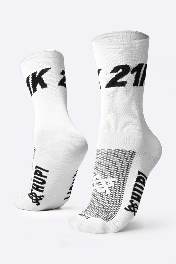 Meia Corrida HUPI 21K Branco - LT para pés menores 34-38