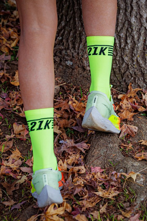 Meia Corrida HUPI 21K Split Amarelo Neon