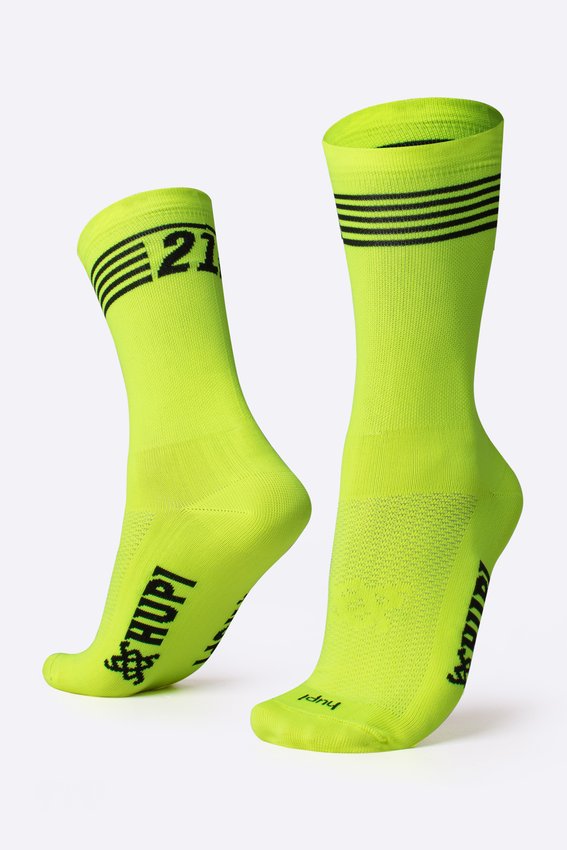 Meia Corrida HUPI 21K Split Amarelo Neon