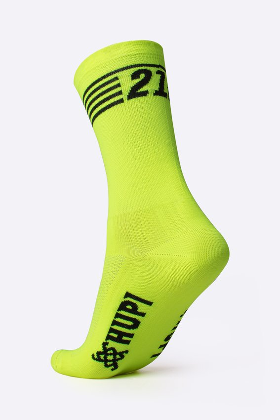 Meia Corrida HUPI 21K Split Amarelo Neon