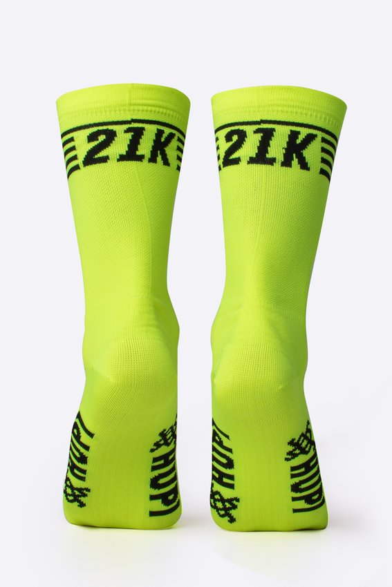 Meia Corrida HUPI 21K Split Amarelo Neon
