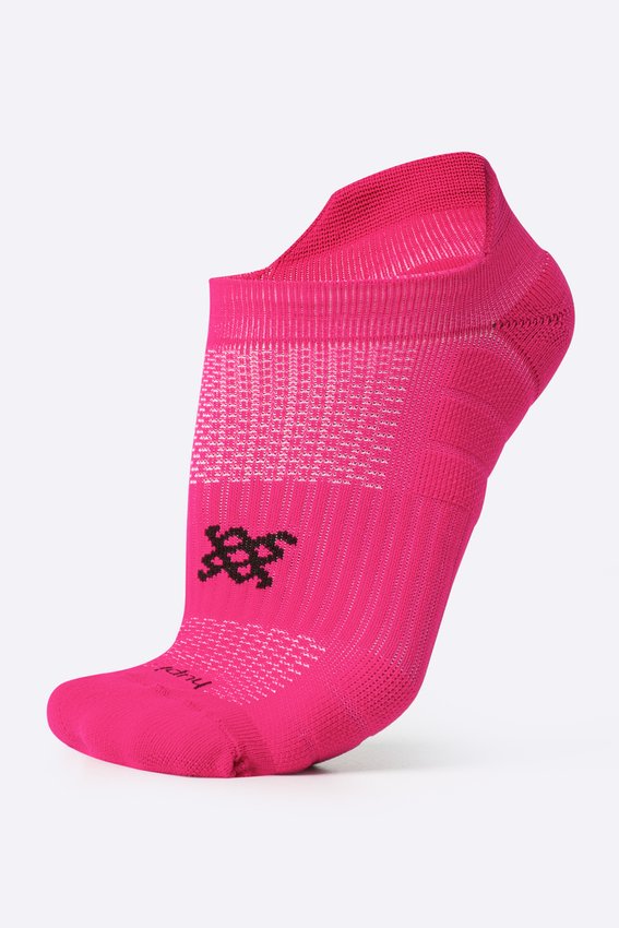 Meia Curta para Corrida HUPI Running Pro Invisível Rosa Neon