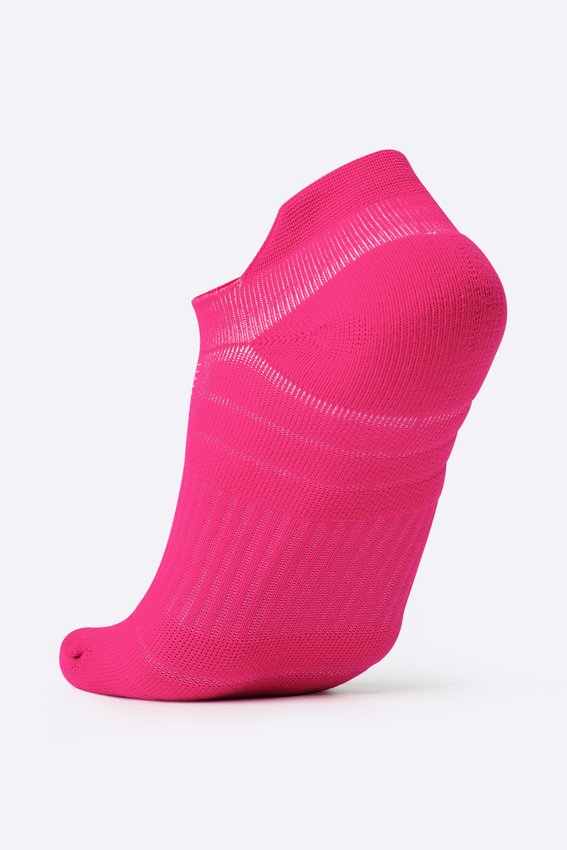 Meia Curta para Corrida HUPI Running Pro Invisível Rosa Neon