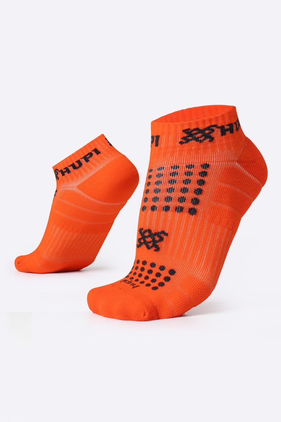 Meia Curta para Corrida HUPI Running Pro Laranja Neon
