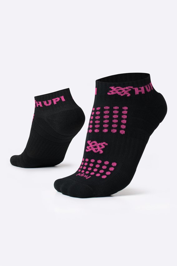 Meia Curta para Corrida HUPI - Running Pro Preto/Rosa