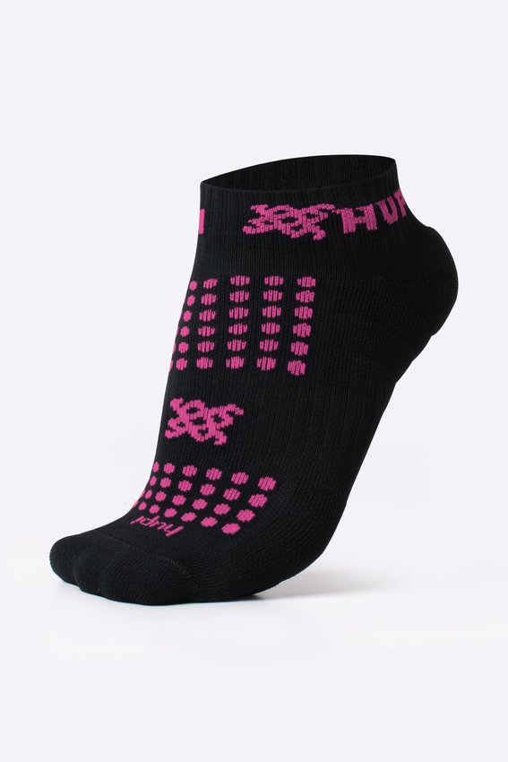 Meia Curta para Corrida HUPI - Running Pro Preto/Rosa