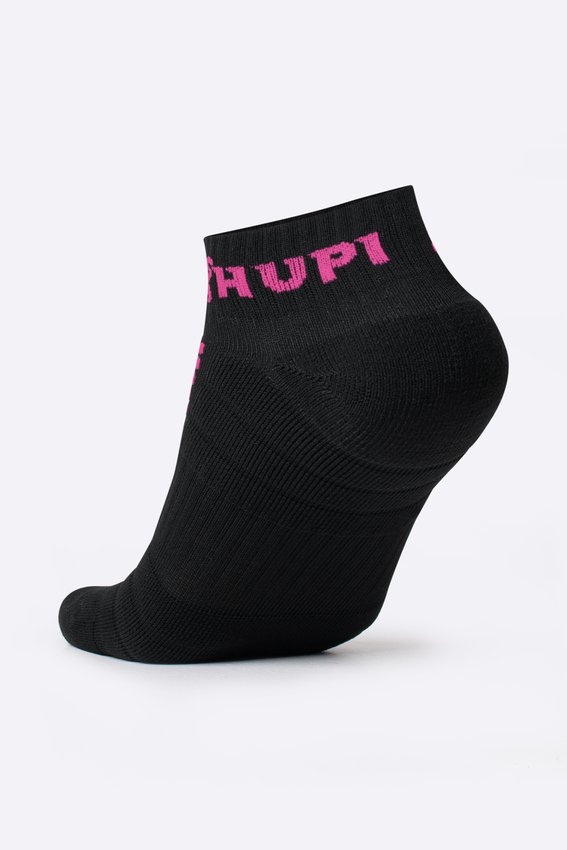 Meia Curta para Corrida HUPI - Running Pro Preto/Rosa