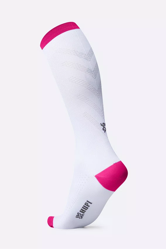 Meia HUPI Air Longa Branco e Rosa