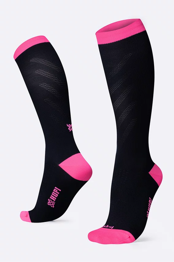 Meia HUPI Air Longa Preto e Rosa