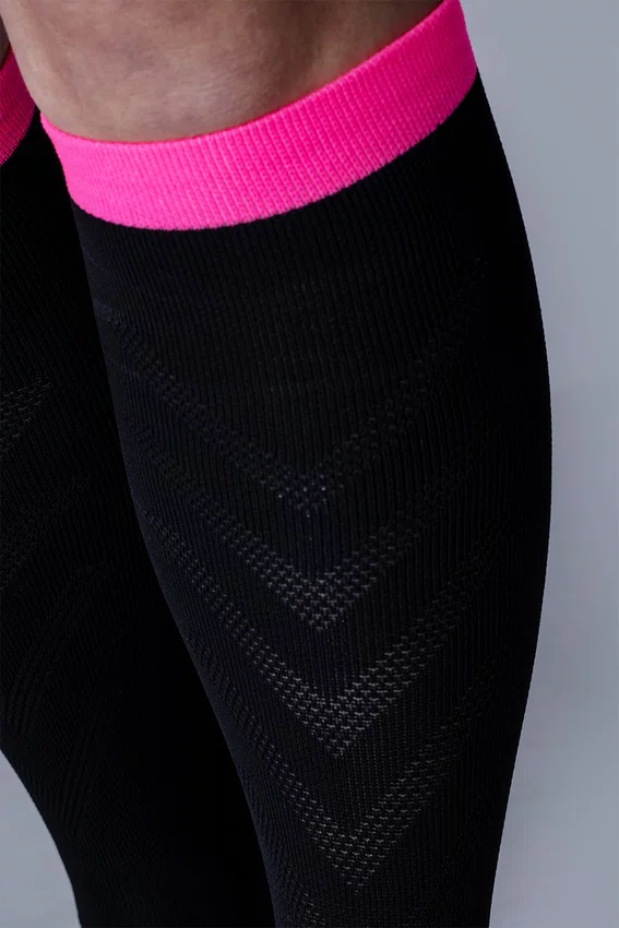 Meia HUPI Air Longa Preto e Rosa