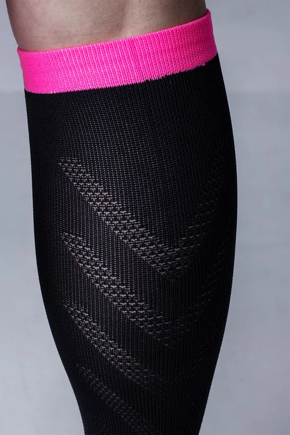 Meia HUPI Air Longa Preto e Rosa
