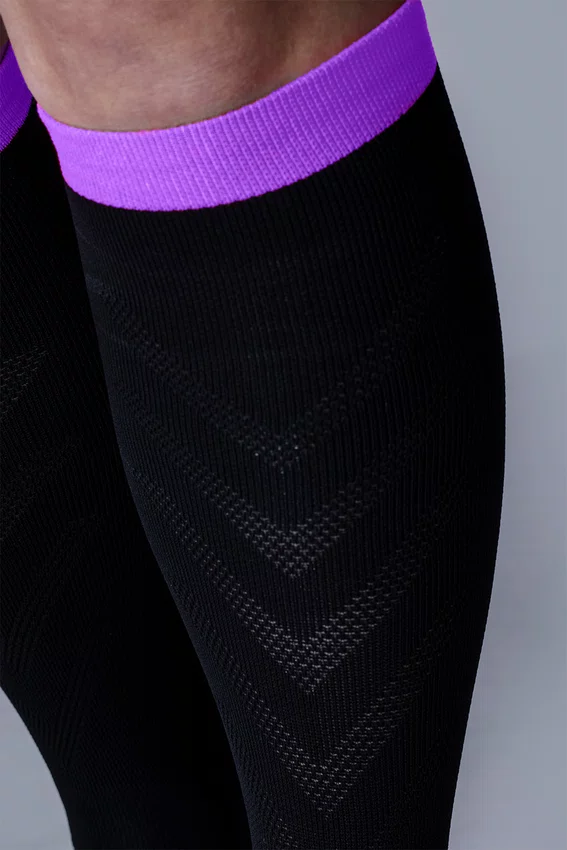 Meia HUPI Air Longa Preto e Roxo