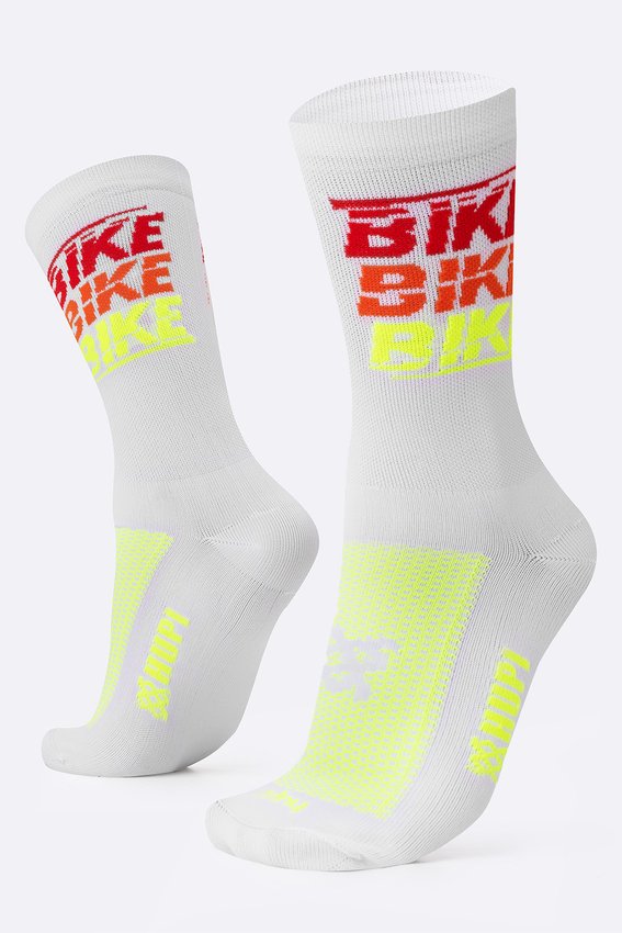 Meia HUPI Bike Bike Bike Branco