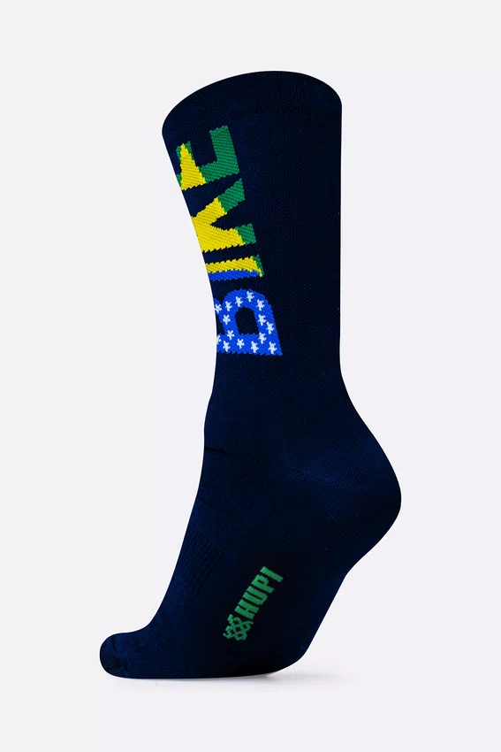 Meia HUPI Bike Brasil Azul Marinho