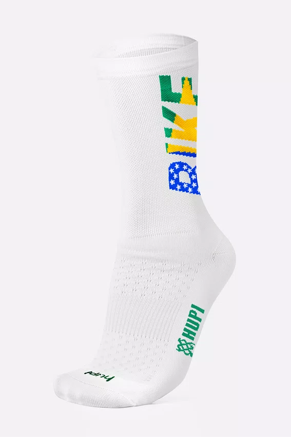 Meia HUPI Bike Brasil Branco Pés Menores 34-38
