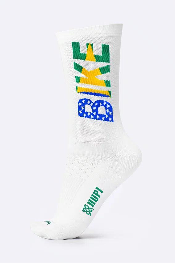 Meia HUPI Bike Brasil Branco Plus 42-46