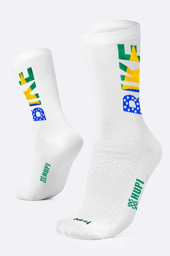 Meia HUPI Bike Brasil Branco Plus 42-46