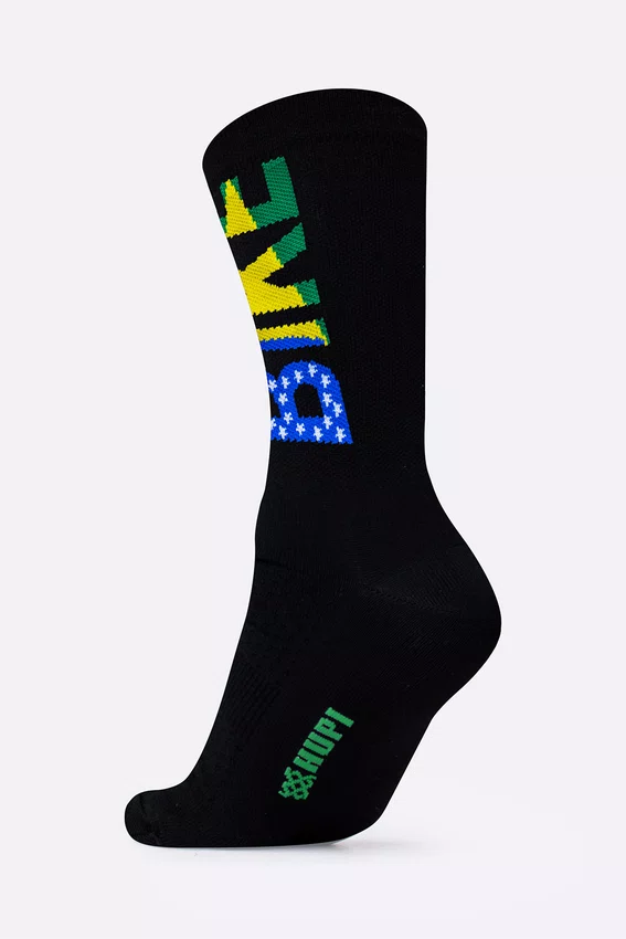 Meia HUPI Bike Brasil Preto Pés Menores 34-38