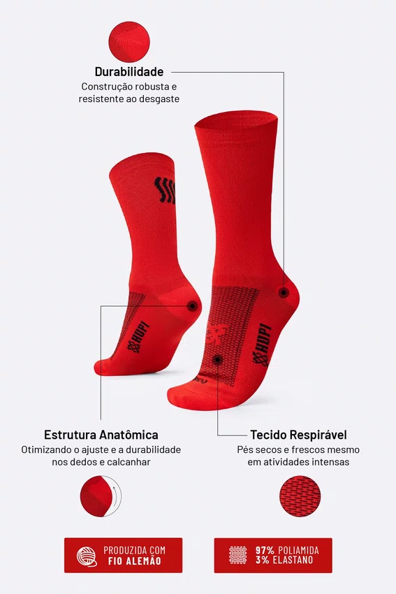 Meia HUPI Fire Vermelho