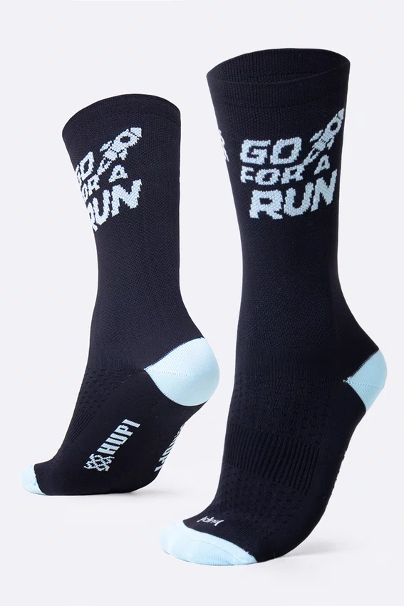 Meia HUPI Go For a Run Preto/Azul