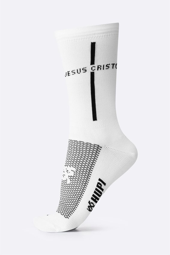 Meia HUPI Jesus Cristo Branco/Preto - LT para pés menores 34-38