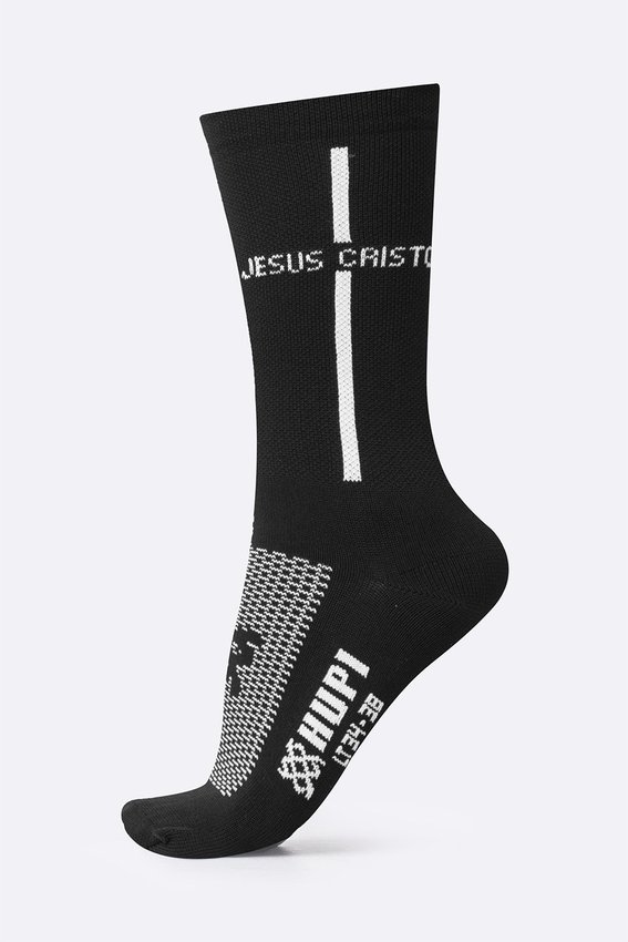 Meia HUPI Jesus Cristo Preto/Branco