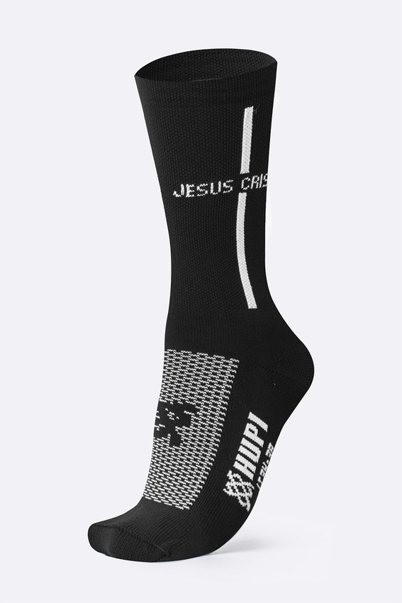 Meia HUPI Jesus Cristo Preto/Branco - LT para pés menores 34-38