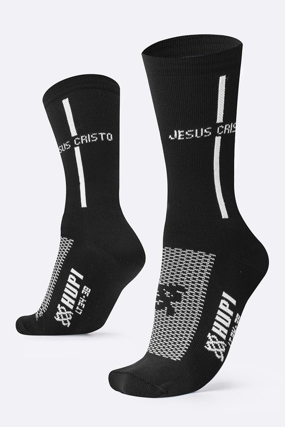 Meia HUPI Jesus Cristo Preto/Branco - LT para pés menores 34-38